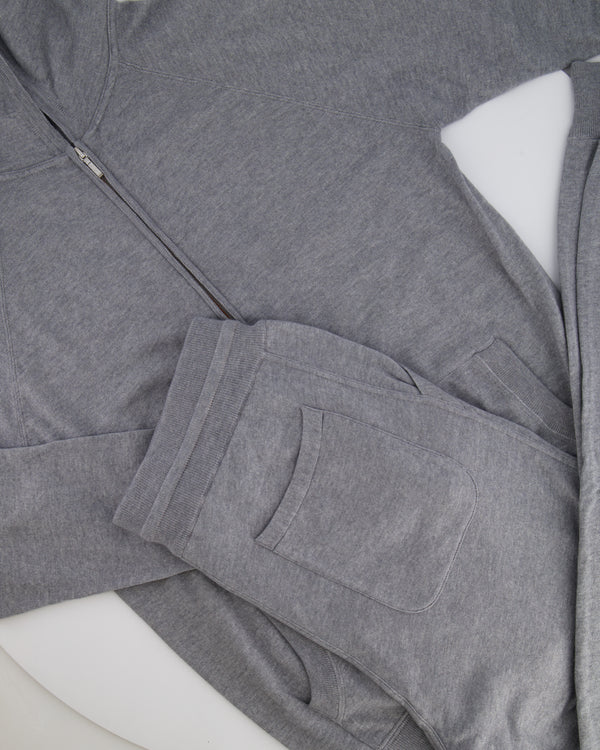Loro Piana Light Grey Cashmere Gilet and Jogger Set with Orange Detail Size S (UK 8)