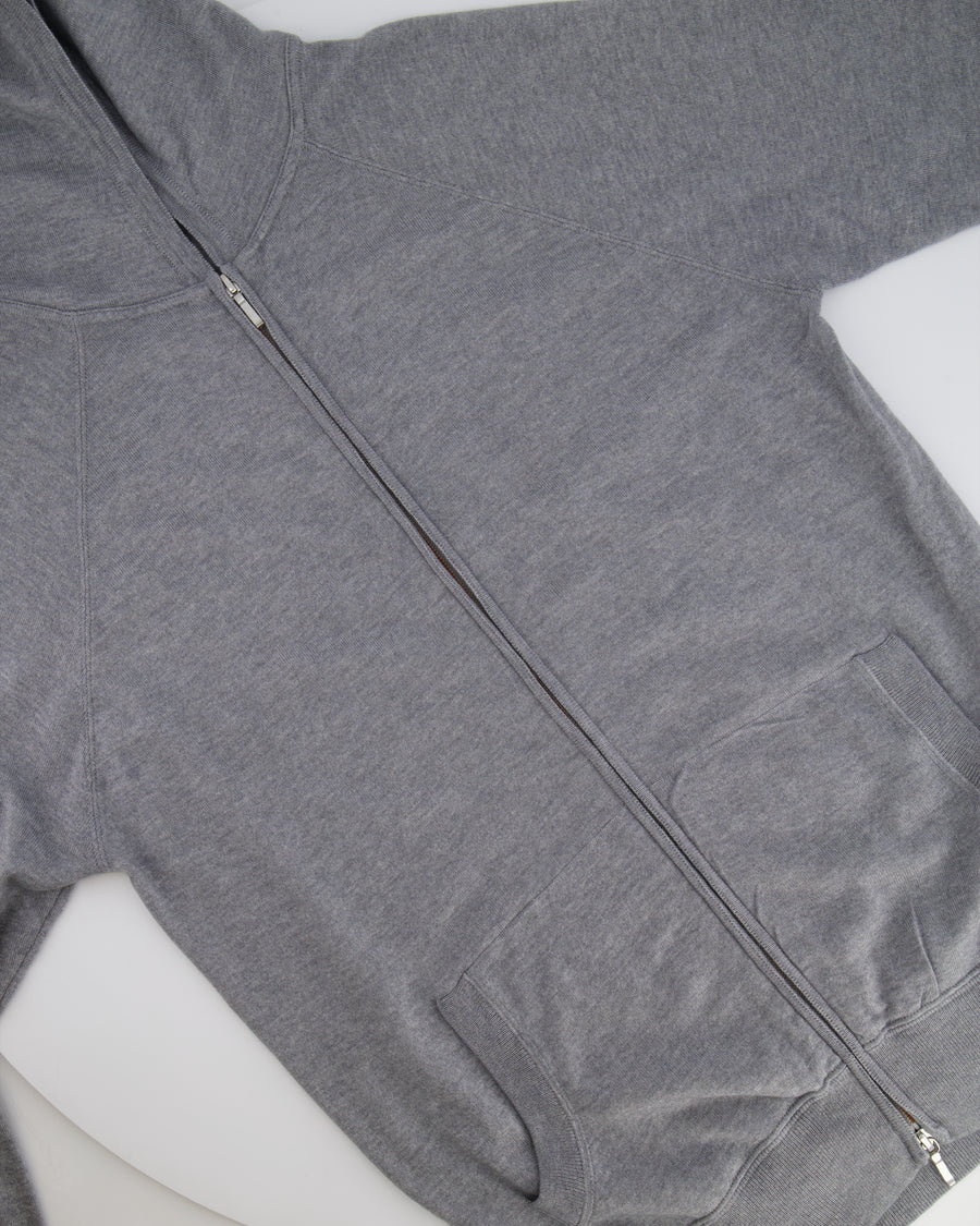Loro Piana Light Grey Cashmere Gilet and Jogger Set with Orange Detail Size S (UK 8)