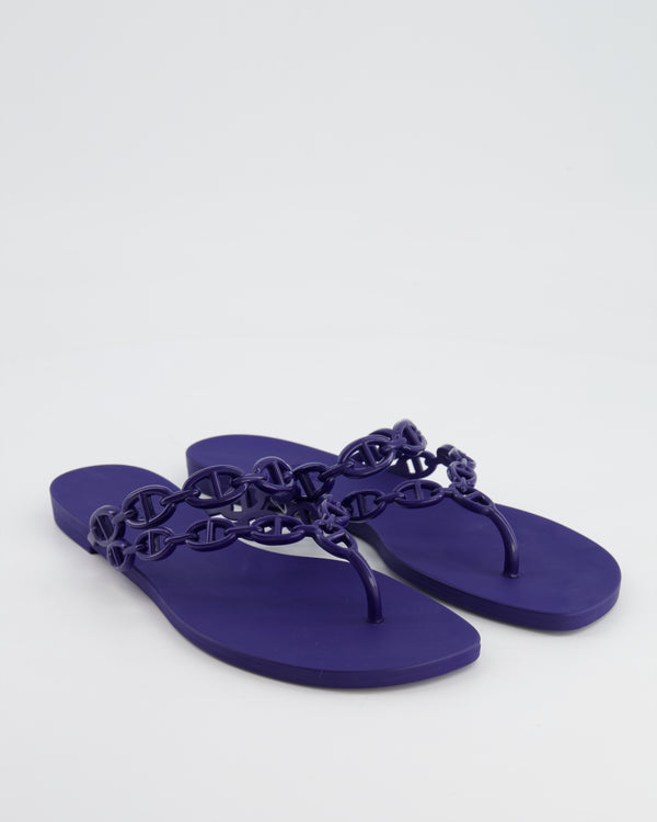 Hermes Island Sandals in Violet Iris with Chaine d'Ancre Details Size EU 38 RRP £315