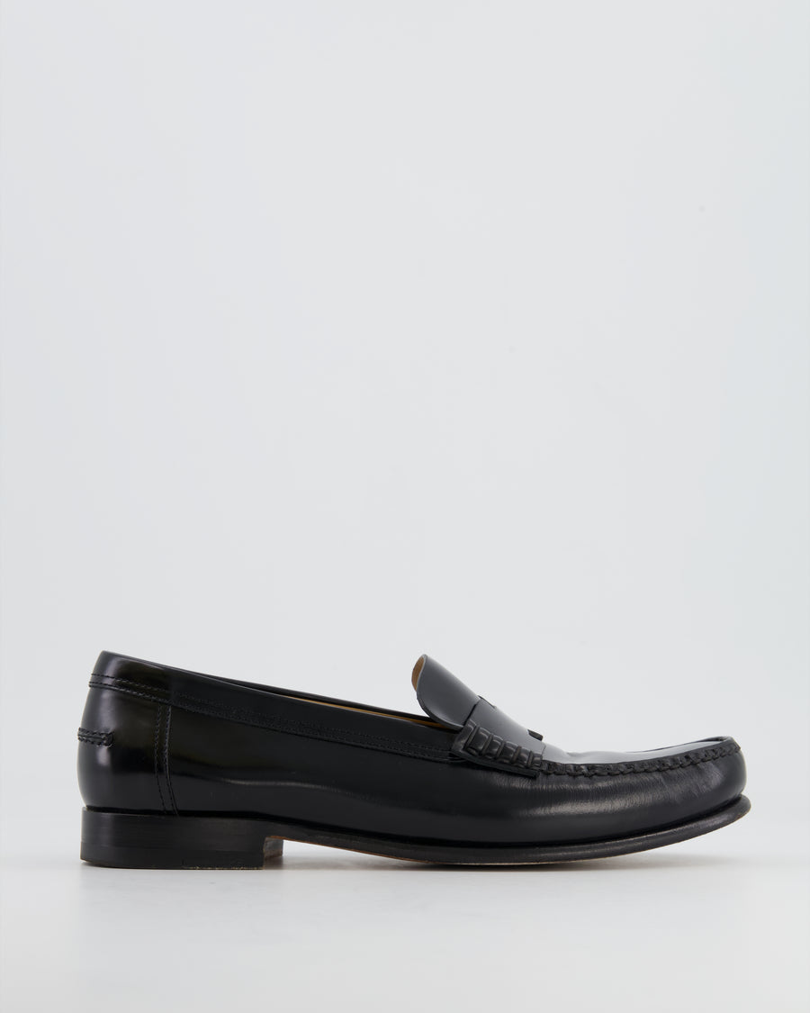 Hermès Black Leather Kennedy Loafers with H Logo Size EU 39 RRP £980