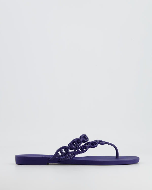 Hermes Island Sandals in Violet Iris with Chaine d'Ancre Details Size EU 38 RRP £315