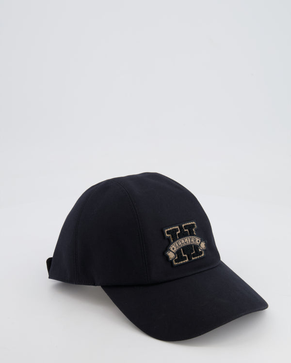 Hermes Black Davis H Sellier Cap Size 57 RRP £350