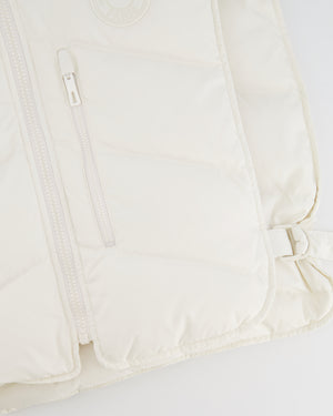 Hermès White Sleeveless Cropped Puffer Jacket with Logo Detail Size FR 38 (UK 10) RRP £2,400