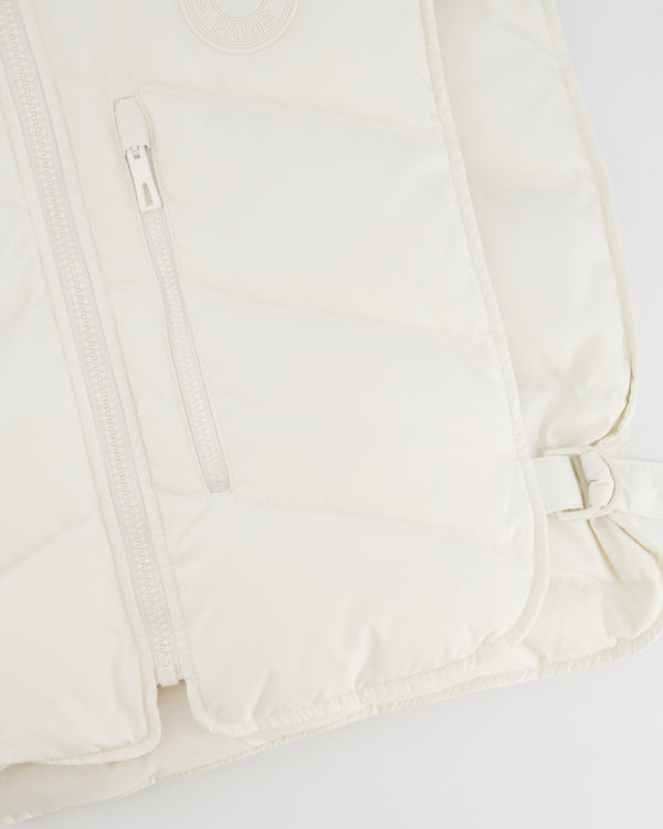 Hermès White Sleeveless Cropped Puffer Jacket with Logo Detail Size FR 38 (UK 10) RRP £2,400
