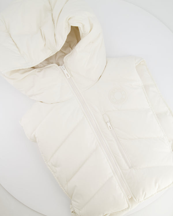 Hermès White Sleeveless Cropped Puffer Jacket with Logo Detail Size FR 38 (UK 10) RRP £2,400