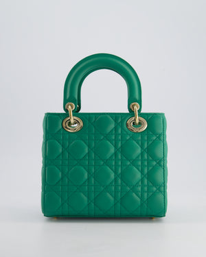 Christian Dior Green Small Lady Dior Bag in Cannage Lambskin with Champagne Gold Hardware