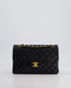 *PERFECT VINTAGE* Chanel Vintage Black Small Classic Double Flap Bag in Lambskin Leather with 24k Gold Hardware