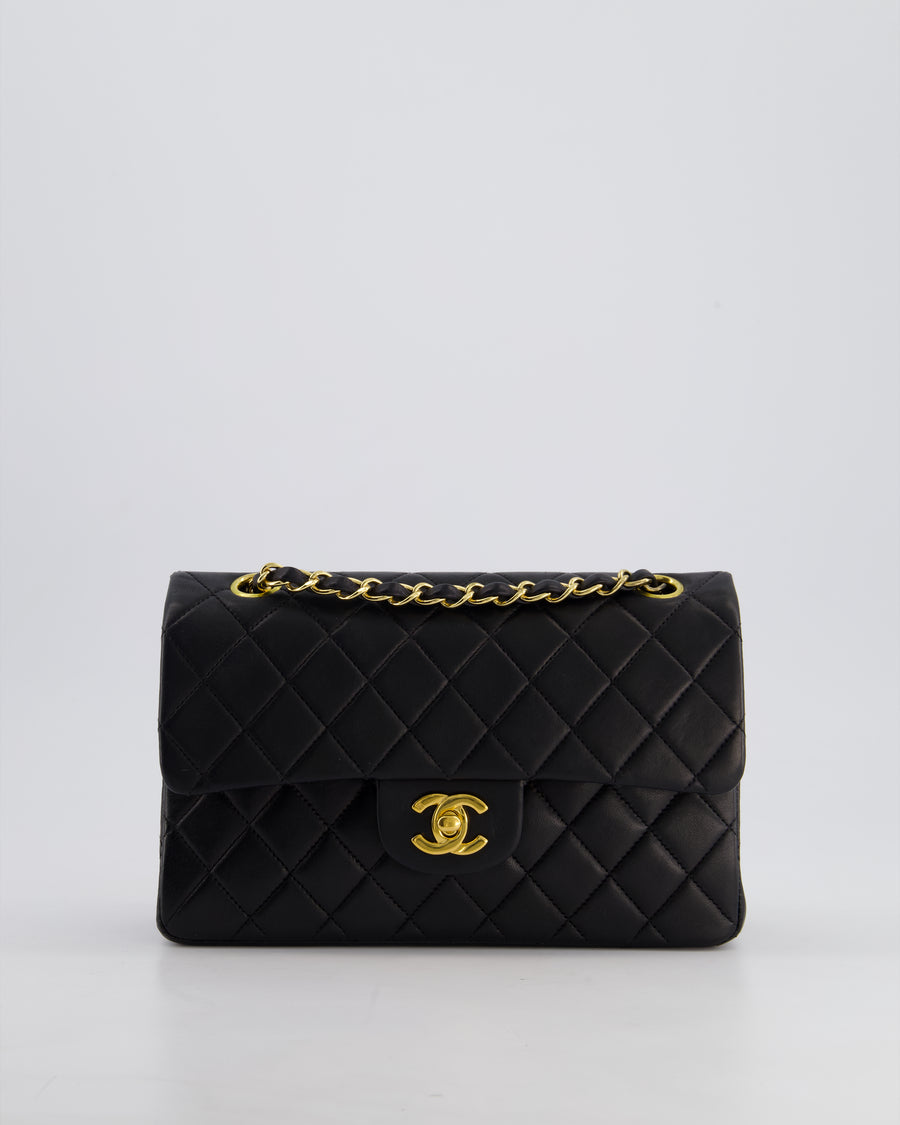 *PERFECT VINTAGE* Chanel Vintage Black Small Classic Double Flap Bag in Lambskin Leather with 24k Gold Hardware