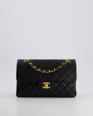 *PERFECT VINTAGE* Chanel Vintage Black Small Classic Double Flap Bag in Lambskin Leather with 24k Gold Hardware