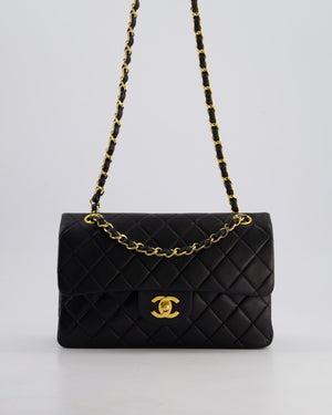*PERFECT VINTAGE* Chanel Vintage Black Small Classic Double Flap Bag in Lambskin Leather with 24k Gold Hardware
