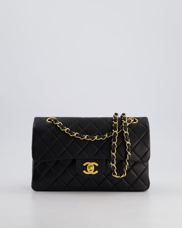 *PERFECT VINTAGE* Chanel Vintage Black Small Classic Double Flap Bag in Lambskin Leather with 24k Gold Hardware