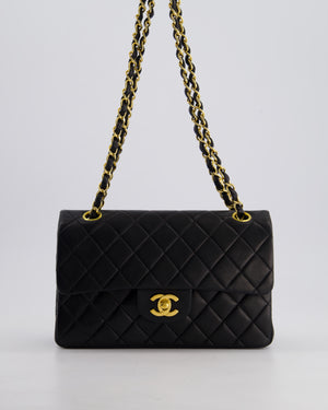 *PERFECT VINTAGE* Chanel Vintage Black Small Classic Double Flap Bag in Lambskin Leather with 24k Gold Hardware