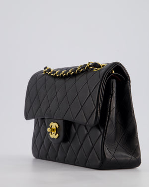 *PERFECT VINTAGE* Chanel Vintage Black Small Classic Double Flap Bag in Lambskin Leather with 24k Gold Hardware