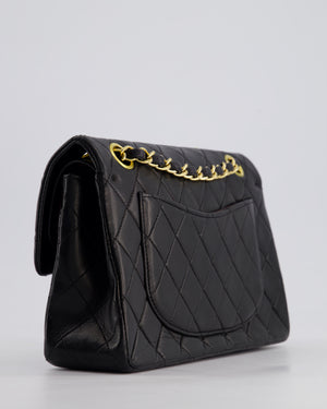 *PERFECT VINTAGE* Chanel Vintage Black Small Classic Double Flap Bag in Lambskin Leather with 24k Gold Hardware
