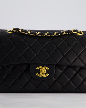 *PERFECT VINTAGE* Chanel Vintage Black Small Classic Double Flap Bag in Lambskin Leather with 24k Gold Hardware
