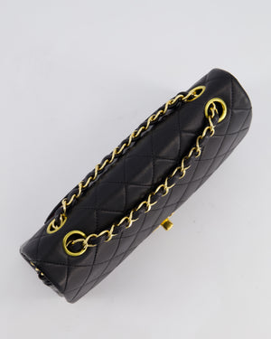 *PERFECT VINTAGE* Chanel Vintage Black Small Classic Double Flap Bag in Lambskin Leather with 24k Gold Hardware