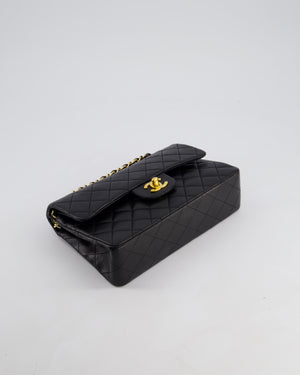 *PERFECT VINTAGE* Chanel Vintage Black Small Classic Double Flap Bag in Lambskin Leather with 24k Gold Hardware