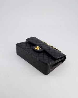 *PERFECT VINTAGE* Chanel Vintage Black Small Classic Double Flap Bag in Lambskin Leather with 24k Gold Hardware