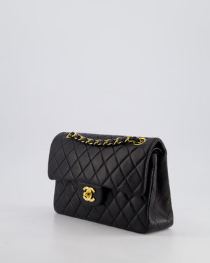*PERFECT VINTAGE* Chanel Vintage Black Small Classic Double Flap Bag in Lambskin Leather with 24k Gold Hardware