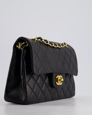 *PERFECT VINTAGE* Chanel Vintage Black Small Classic Double Flap Bag in Lambskin Leather with 24k Gold Hardware