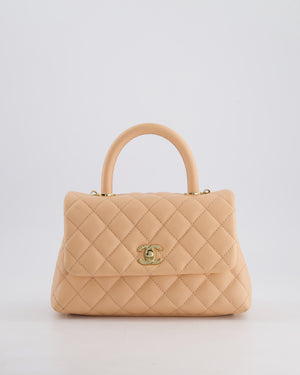 Chanel Small Peach Ice Tea Coco Flap Top Handle Bag in Caviar Quilted Leather with Champagne Gold Hardware