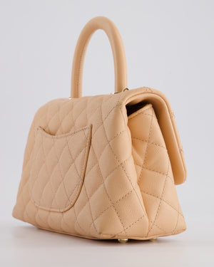 Chanel Small Peach Ice Tea Coco Flap Top Handle Bag in Caviar Quilted Leather with Champagne Gold Hardware