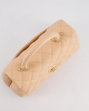 Chanel Small Peach Ice Tea Coco Flap Top Handle Bag in Caviar Quilted Leather with Champagne Gold Hardware