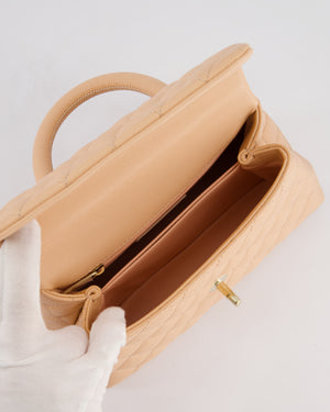 Chanel Small Peach Ice Tea Coco Flap Top Handle Bag in Caviar Quilted Leather with Champagne Gold Hardware