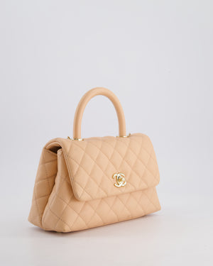 Chanel Small Peach Ice Tea Coco Flap Top Handle Bag in Caviar Quilted Leather with Champagne Gold Hardware