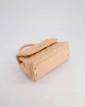 Chanel Small Peach Ice Tea Coco Flap Top Handle Bag in Caviar Quilted Leather with Champagne Gold Hardware