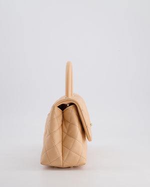 Chanel Small Peach Ice Tea Coco Flap Top Handle Bag in Caviar Quilted Leather with Champagne Gold Hardware