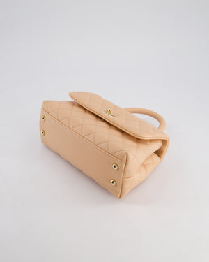 Chanel Small Peach Ice Tea Coco Flap Top Handle Bag in Caviar Quilted Leather with Champagne Gold Hardware
