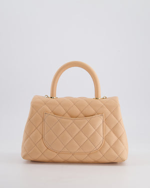Chanel Small Peach Ice Tea Coco Flap Top Handle Bag in Caviar Quilted Leather with Champagne Gold Hardware