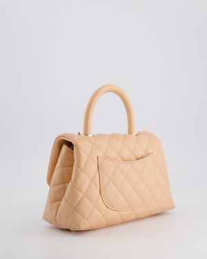 Chanel Small Peach Ice Tea Coco Flap Top Handle Bag in Caviar Quilted Leather with Champagne Gold Hardware