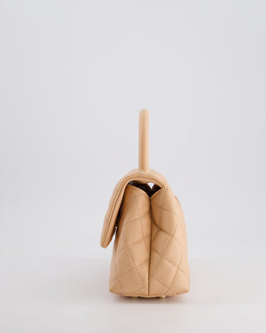 Chanel Small Peach Ice Tea Coco Flap Top Handle Bag in Caviar Quilted Leather with Champagne Gold Hardware