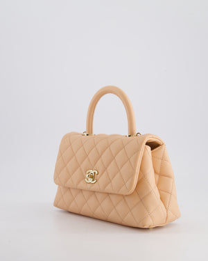 Chanel Small Peach Ice Tea Coco Flap Top Handle Bag in Caviar Quilted Leather with Champagne Gold Hardware