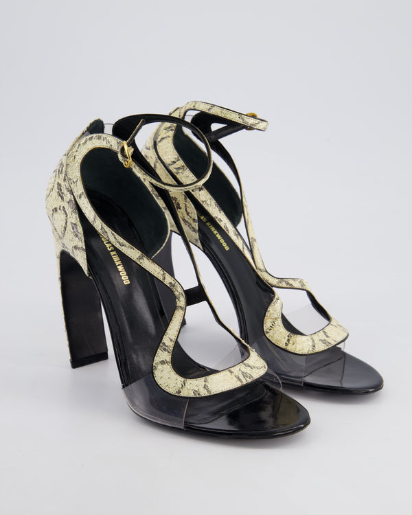 Nicholas Kirkwood Cream and Black Snakeskin Heel Size 41