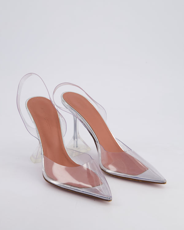 Amina Muaddi Transparent Holli Slingback Heels Size 36 RRP £590