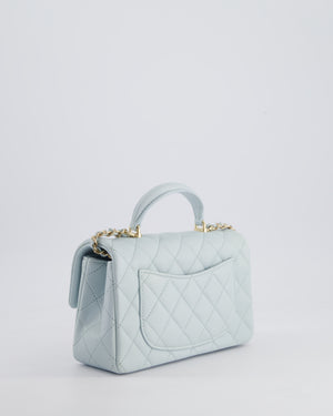 Chanel Baby Blue Mini Rectangular Top Handle Bag in Lambskin Leather with Champagne Gold Hardware
