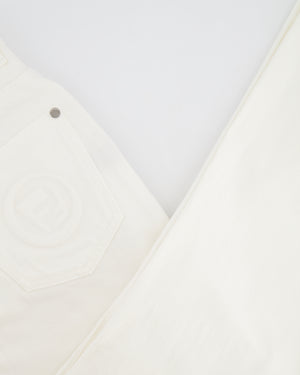 Fendi White Denim Jeans with FF Logo Detail Size IT 42 (UK 10)