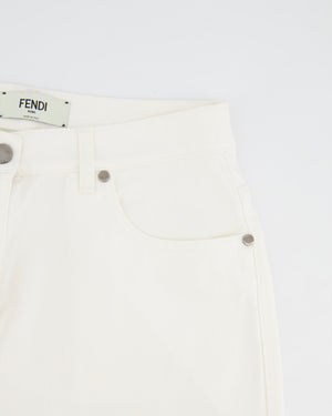 Fendi White Denim Jeans with FF Logo Detail Size IT 42 (UK 10)