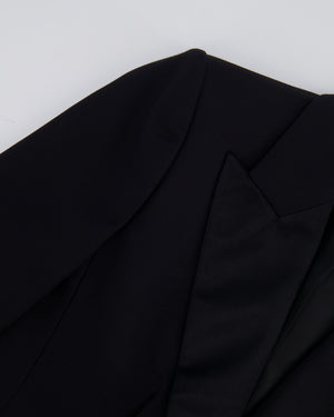 Alexander McQueen Black Silk Blazer Jacket with Lace Details Size IT 44 (UK 12)