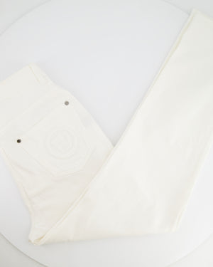 Fendi White Denim Jeans with FF Logo Detail Size IT 42 (UK 10)