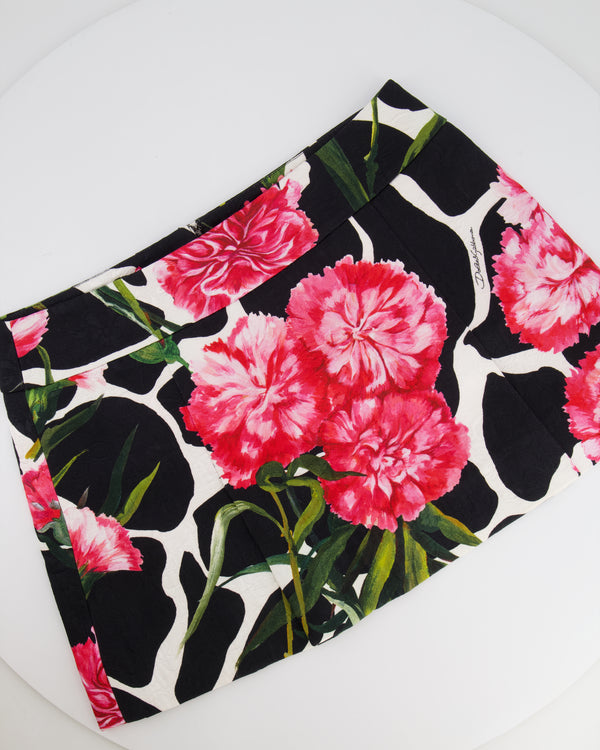 Dolce & Gabbana Black and Pink Floral Mini Skirt IT 44 (UK 12)