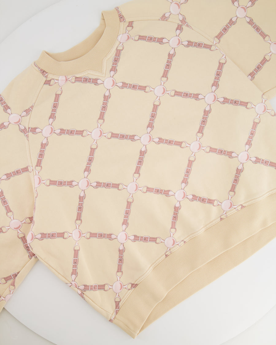 Hermès Beige and Pink 'Grand Tralala' Two-Piece Jumper and Jogger Set Size FR 40 (UK 12)