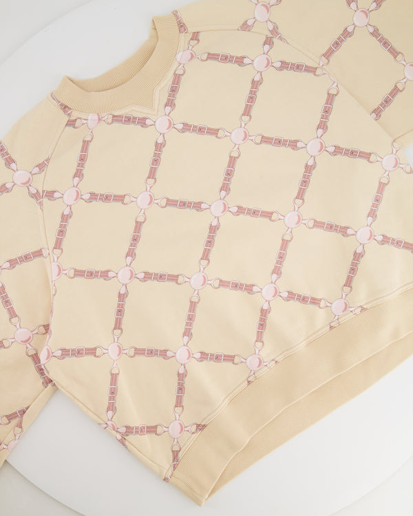 Hermès Beige and Pink 'Grand Tralala' Two-Piece Jumper and Jogger Set Size FR 40 (UK 12)
