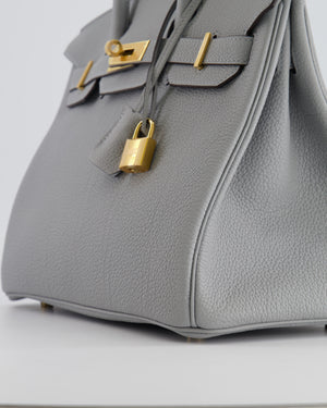 *HOT* Hermes Birkin 30cm Retourne Bag in Bleu Glacier Togo Leather with Gold Hardware