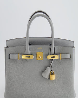 *HOT* Hermes Birkin 30cm Retourne Bag in Bleu Glacier Togo Leather with Gold Hardware
