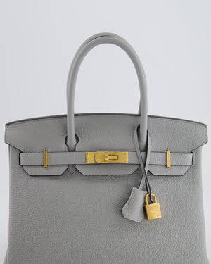*HOT* Hermes Birkin 30cm Retourne Bag in Bleu Glacier Togo Leather with Gold Hardware