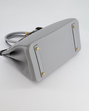 *HOT* Hermes Birkin 30cm Retourne Bag in Bleu Glacier Togo Leather with Gold Hardware